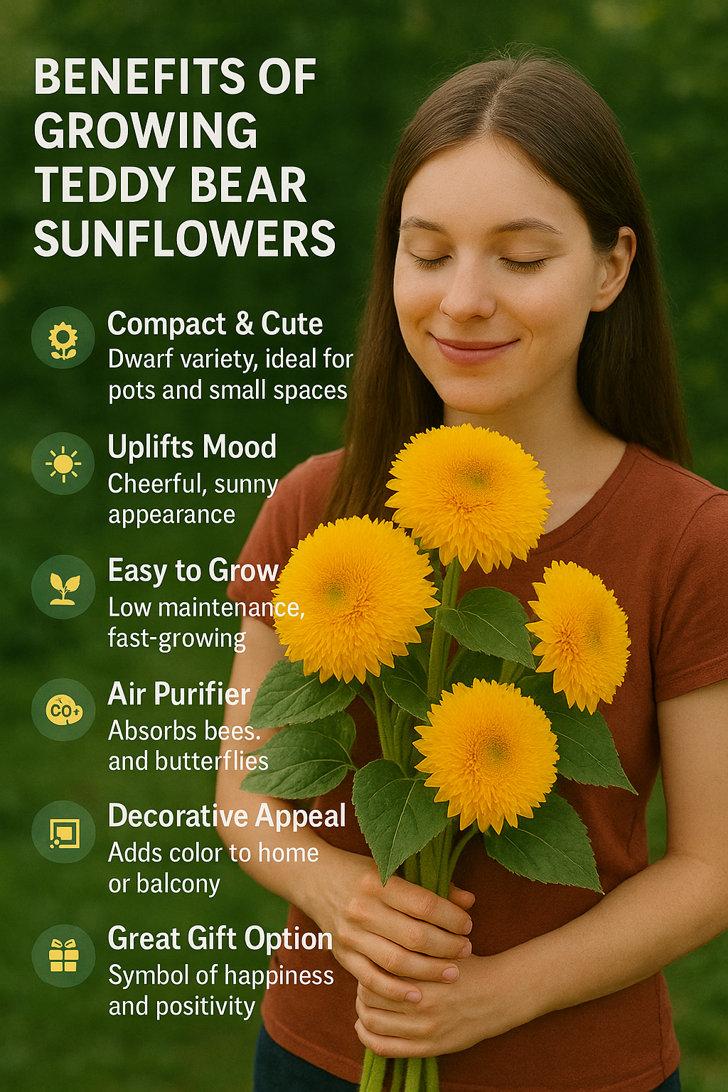 Teddy Bear Sunflower - Buy 1 Get 1 Free (160 Seeds)